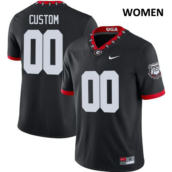 Georgia Bulldogs Women's Custom #00 NCAA Mascot 100th Anniversary Untouchable Authentic Black Nike Stitched College Football Jersey XDP5356DB